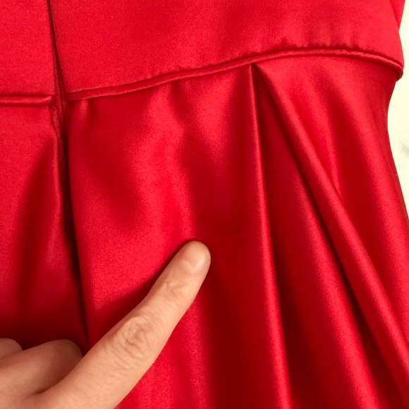 Betsy & Adam Red Strapless Princess Gown - Picture 12 of 13